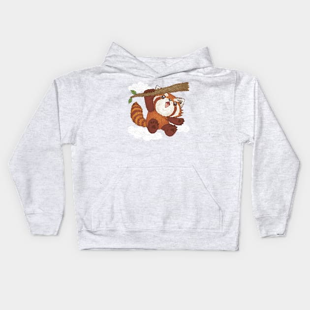 Red panda hanging Kids Hoodie by sanogawa